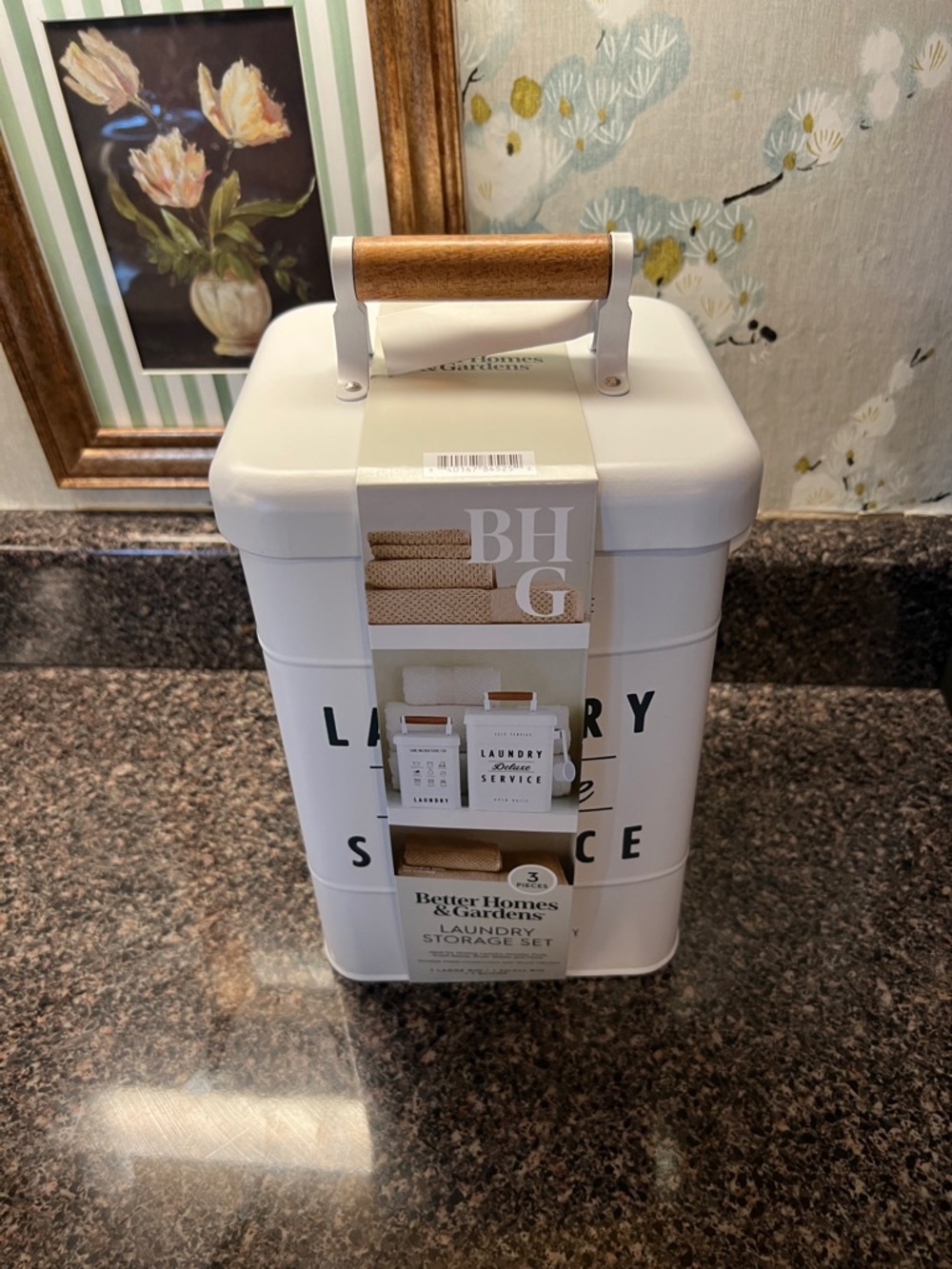 Laundry Deluxe Service Storage Canister Set - White with Wood Handles - Picture 6 of 6